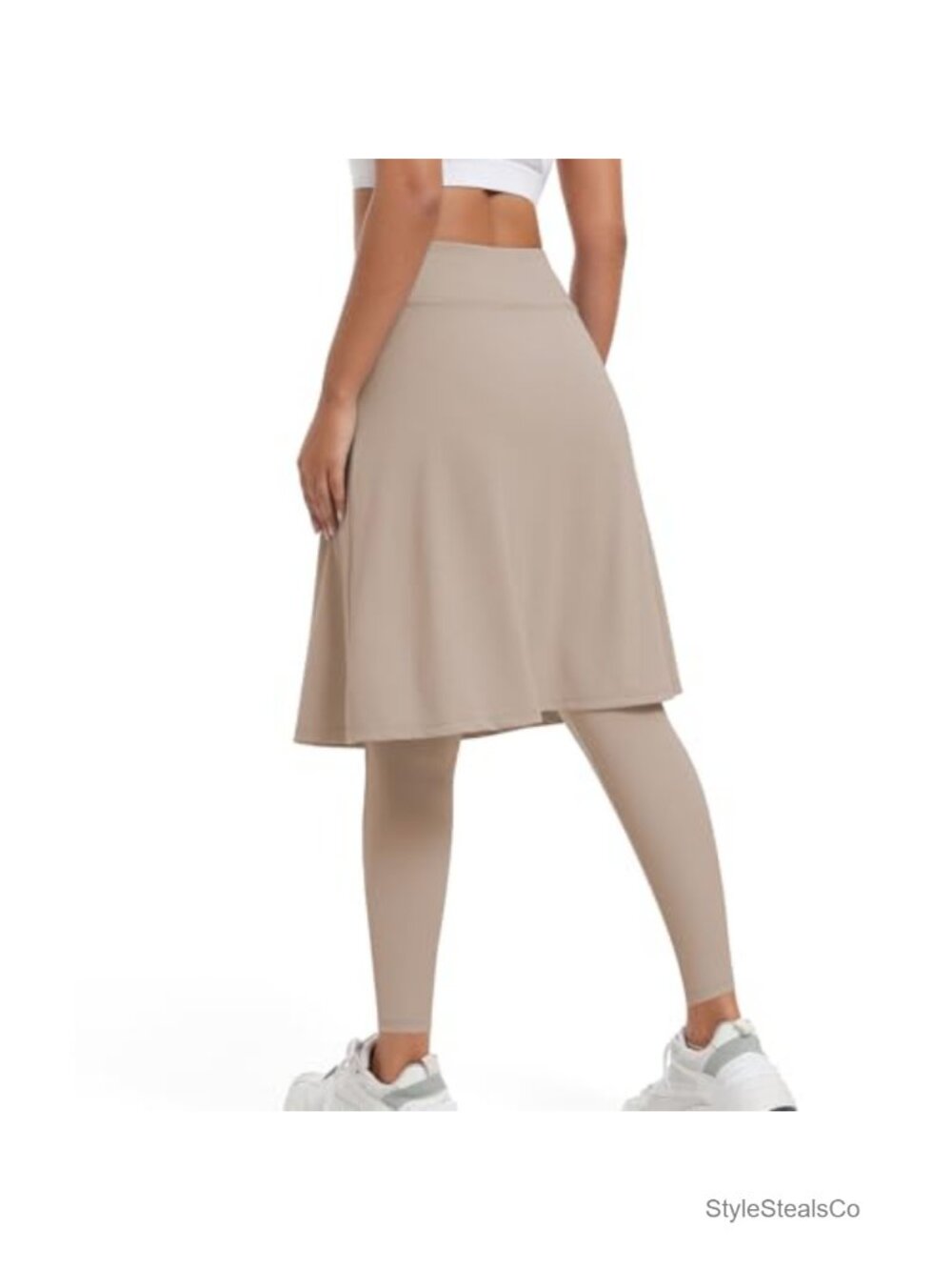 High Waist Knee Length Skort with Attached Leggings, Arc Pockets, Athletic Yoga - Picture 3 of 5